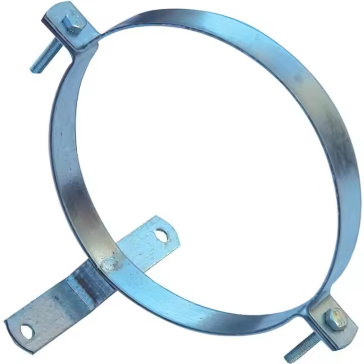 Abrazadera para tubo estufa galvanizado con soporte 100 mm. - 1