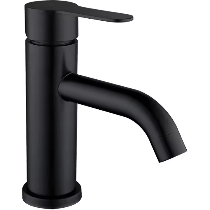 Black Basin Mixer Tap With Stainless Steel For Hot - 1