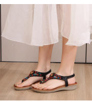 CA Sandalias de tacón de cuña huecas de gran tamaño 2025 con diamantes de imitación, zapatos bohemios cómodos para mujer, verano 363- - details 27