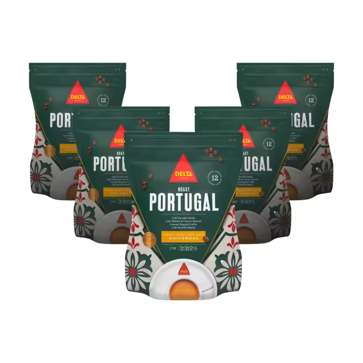 Delta Portugal - Pack Café Molido Natural 5 uds x 220 gr - Aroma a Cereales y Especias - 1