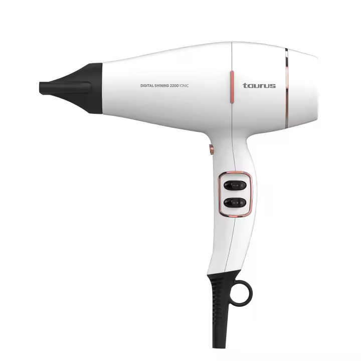 Taurus - Secador Digital Shining 2200 Ionic. Color Blanco. Material producto Plástico. Potencia 2.200 W. Longitud del cable 200 cm - 1