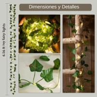 1Pack De Vinateras Artificiales De Iva Con 20 Luces De LED Para Decoración De Pared Jardín Oficina Bodas Y Habitaciones - details 2