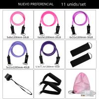 Conjunto De Bandas De Resistencia Para Fitness Y Yoga 5 Tubos Ejercitación En Casa Con Anclaje Para Puerta Y Cadenas Para Tobillo Equipo De Gimnasio - details 4