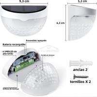 Lámpara Solar LED Para Valla Exterior Impermeable Luz De Pared Para Jardín Camino Terraza Decorativa Blanca Cálida Instalación Auto-Contenida - details 11