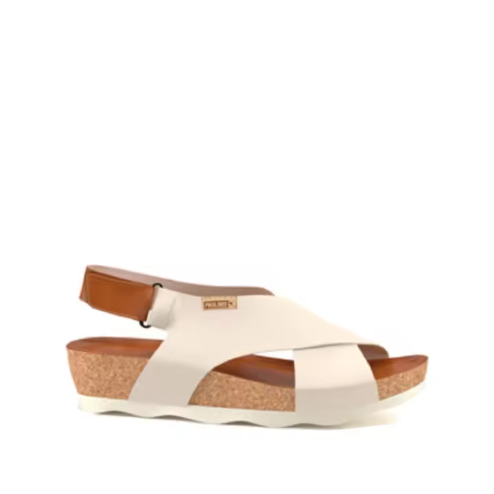 PIKOLINOS MAHON W9E-0912 sandalia de mujer en piel natural de tiras cruzadas en empeine y sujeta con velcro, piso volumen de eva muy ligero, plantilla entera de cuero. - 1