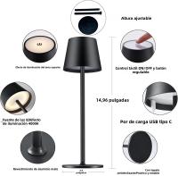 Lámpara De Escritorio LED Táctil Recargable 3 Colores Ajustable Para Dormitorio Sala De Estar Bar Comida Lectura Iluminación - details 1