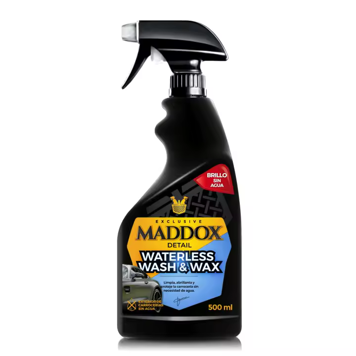 Maddox Detail - Waterless Wash & Wax - Cera Carnauba Coche. Limpieza Sin Agua Para Coches. Abrillantador Coche Cera Coche Brillo de la Pintura con Fácil Aplicación. Cera Liquida Coche, 500 ml - 1