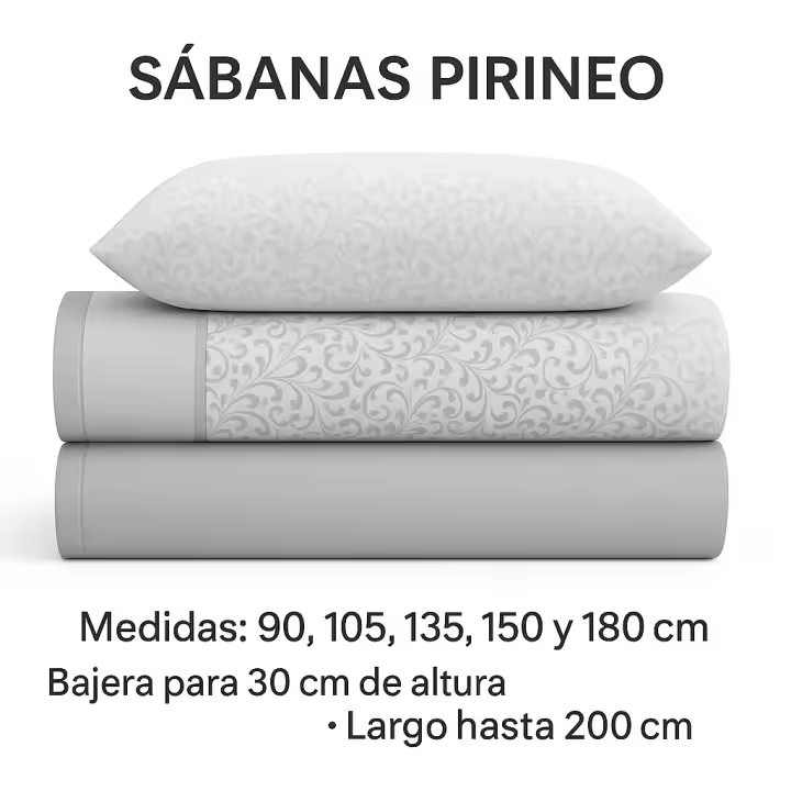 Juego de sábanas pirineo invierno 120 g – Isabelle Gris bajera 30 cm + largo 200 cm – camas 90 | 105 | 135 | 150 y 180 cm| Mercatienda.es - 1