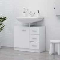 vidaXL Armario para lavabo contrachapada 63x30x54 cm en color Gris hormigón/Madera antigua/Blanco y más | almacenamiento funcional diseño moderno para baño dormitorio sala - details 2