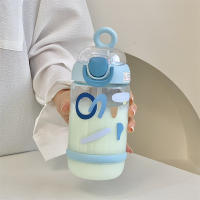 Botella De Agua De 600ML Para Niñas Con Palito Portátil Y Desechable Para Bebidas Como Jugo Y Leche Kettle De Bebida Al Aire Libre - details 3