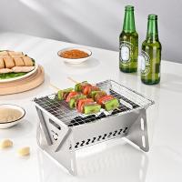 Estufa De Barbacoa Plegable Al Aire Libre De Acero Inoxidable Tipo Tarjeta Mini Estufa Para Madera Carboncillo Para Hogar - details 2
