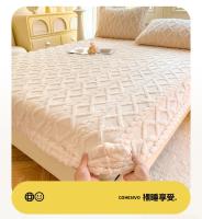 Sábana Cálida De Invierno Con Banda Elástica Para Cama Single/Queen/King Cubierta De Seda Coral Gruesa Sábana Fluffy Fitted Para Cama - details 5