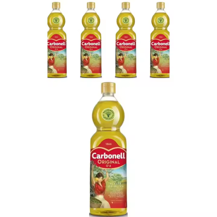 Carbonell Aceite de Oliva Original 0'4º 1L , Pack 5 botellas - 1