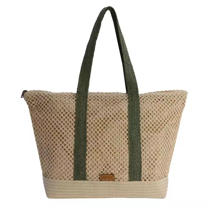 Bolso de playa de hombro para mujer FORTIME Isa de rafia tejida - 1