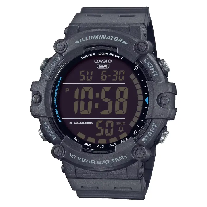 Casio - Reloj digital deportivo AE-1500WH-8BVEF para hombre, sumergible 100 m con pantalla LED y función cronómetro - 1