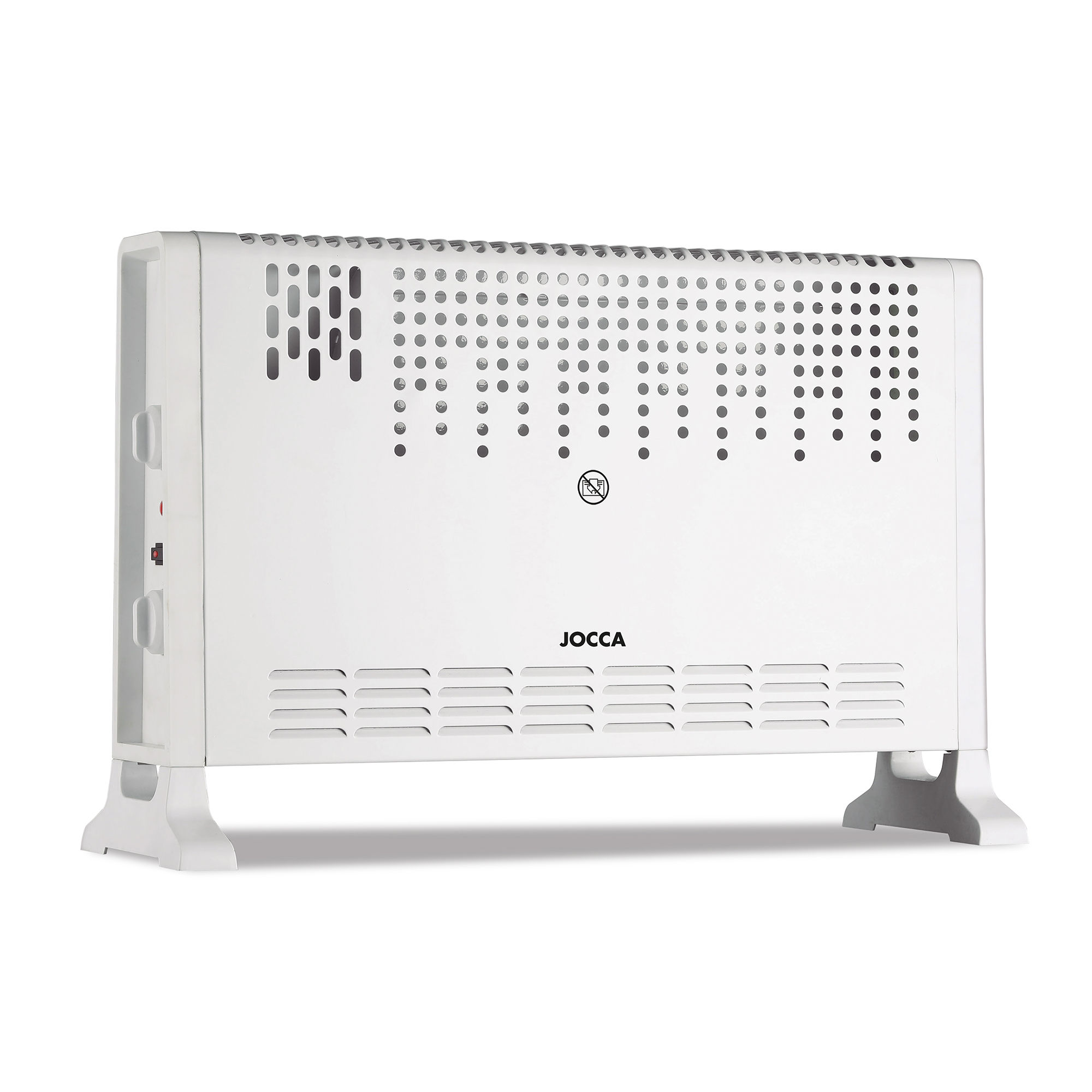 Calefactor convector eléctrico Jocca 2000W con termostato regulable, 3 niveles de calor, función turbo, protección contra sobrecalentamiento, diseño compacto y silencioso. Ideal si buscas consumir menos energía al calentar tu hogar.