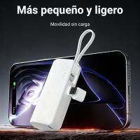Mini batería externa del tamaño de un labial 5000mAh,con puerto de carga USB-C y Lightning integrados,Batería externa universal de carga rápida portátil, para exteriores,con iPhone 16,Samsung,relojes,auriculares y tabletas - details 2