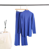 Conjunto De Ropa De Invierno Para Mujer REALEFT 2 Piezas Suéter De Cuello Medio Y Pantalones De Pista Tejidos De Alta Estiramiento Estilo Oficina Lady - details 3
