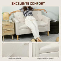 HOMCOM Sofá 2 Plazas, Sofá con Espacio de Almacenamiento, Patas de Madera, Sofá Tapizado Acolchado, Sofá Doble con Aspecto de Terciopelo para Salón, Dormitorio, 117x 62 x 78 cm, Gris Claro - details 4