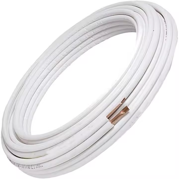 Rollo de cobre aislado 20 m 1/4" – 3/8" sin abocardar para aire acondicionado instalación frigorífica - 1