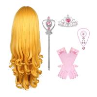 Juego De Accesorios De Cosplay De Elsa Princesa Con Guantes Varita Corona Joyería Peluca Rizada Para Niñas Disfraz De Reina De Hielo - details 9