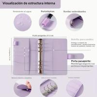 Cuaderno De Presupuesto PU Cuero Pequeño Organizador De Ahorro De Dinero Con Bolsillos Y Envolventes Para Dinero A6 Planificador - details 1