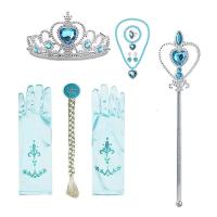 Juego De Accesorios De Cosplay De Elsa Princesa Con Guantes Varita Corona Joyería Peluca Rizada Para Niñas Disfraz De Reina De Hielo - details 1