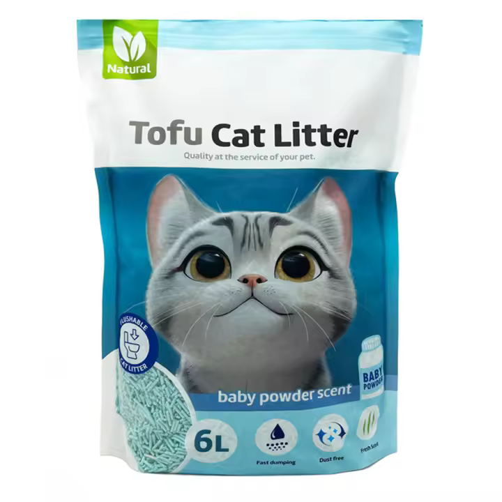 Arena Aglomerante para Gatos Arena de Tofu para Gatos sin Polvo Fácil de Aglomerar Controla los Olores se Lanza en el Inodoro Sabor Baby Powder BPS-15456 - 1