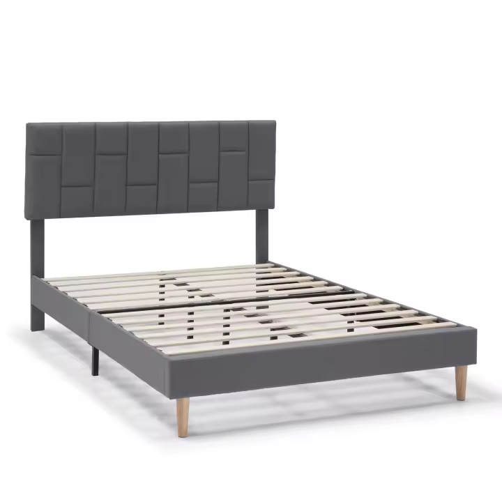Estructura de Cama tapizada Sorni de 30 cm, 90x190cm, color Gris oscuro VS Venta-Stock - 1
