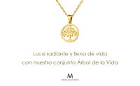 MOANATURA Conjunto Collar y Pendientes con Árbol de la Vida de Acero Inoxidable en color Dorado. Juego Colgante con Cadena y Aretes de Bisutería Fina para Mujer. Conjunto Joyas con Símbolos de Protección. - details 2