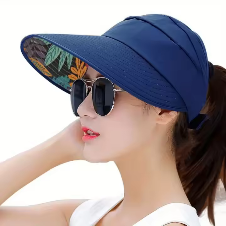 Gorro De Playa Para Mujer Protección Solar Amplio Plegable Ligero Y Transpirable Para Ciclismo Y Ocio Al Aire Libre - 1