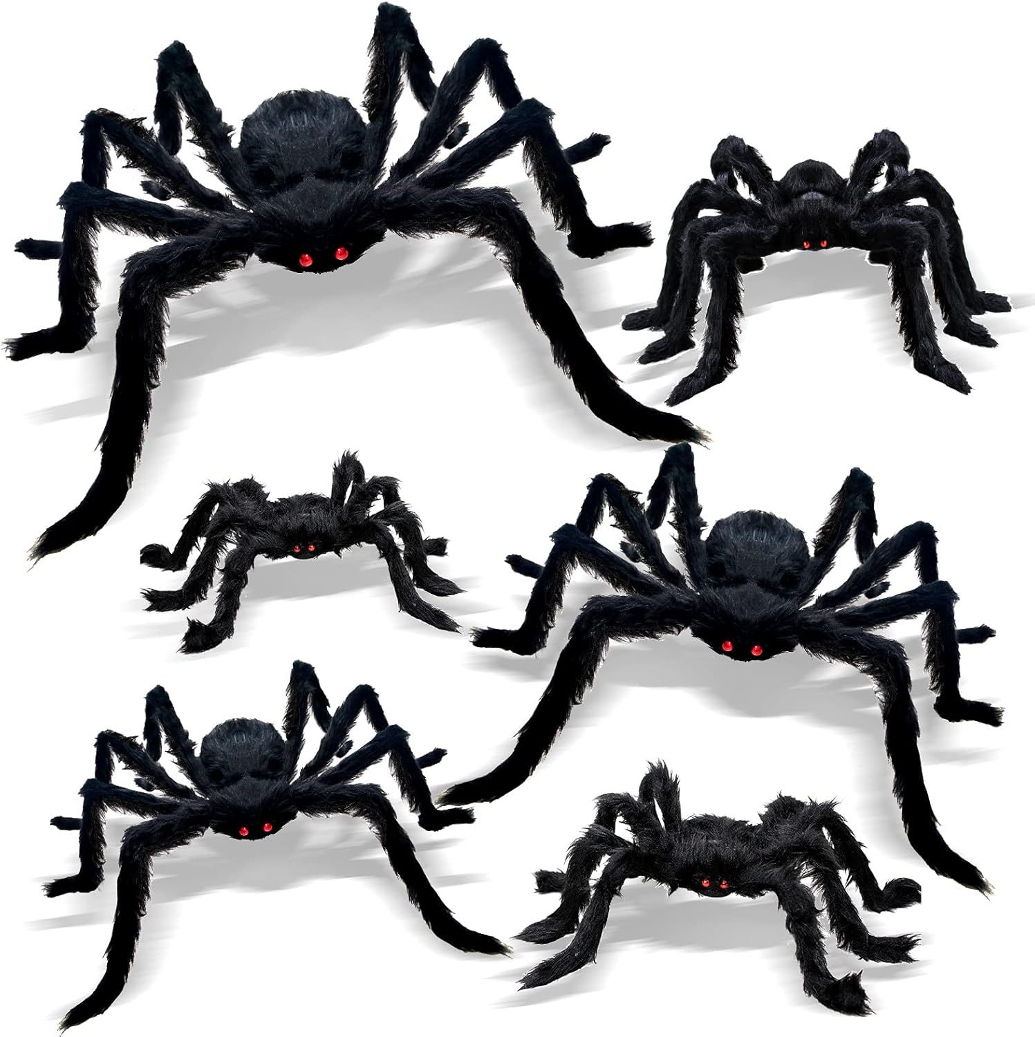 6 Piezas de arañas de Halloween, arañas peludas Gigantes, Decoraciones de Halloween para Interiores y Exteriores