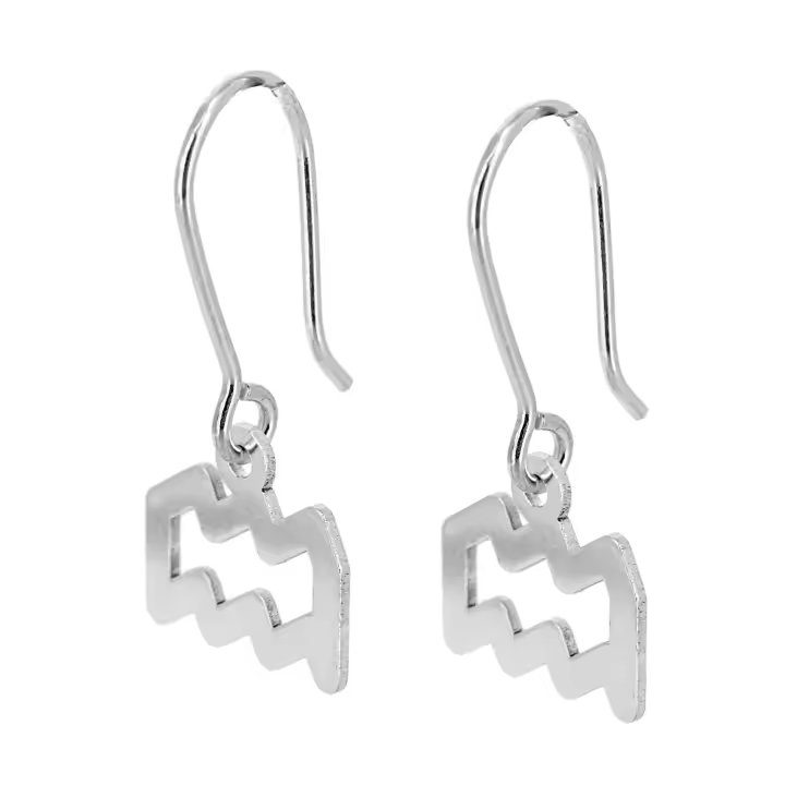 Castellano Joyeros Pendientes Horóscopo Acuario Plata Ley 925 Hecho a Mano - 1