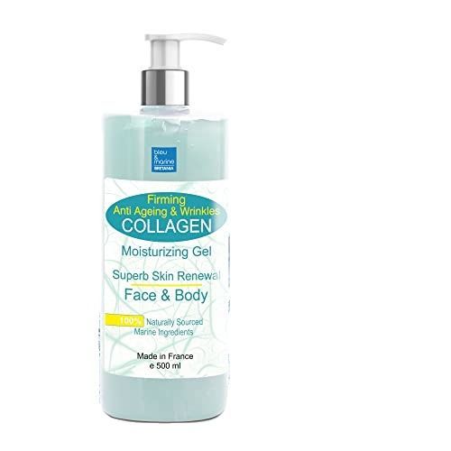 Gel de Colageno Antiedad - Conductor Radiofrecuencia Facial y Corporal - Gel Reafirmante Cuerpo y Rostro Antiarrugas Contorno de Ojos Firmeza de la Piel - 500 ml - Bleu & Marine Bretania