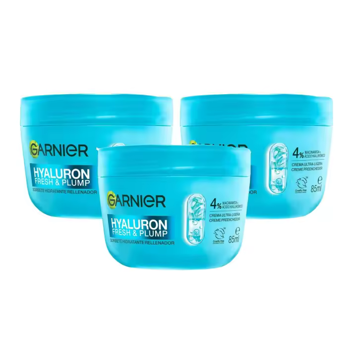 Garnier | Sorbete Hidratante Rellenador Hyaluron Fresh & Plump 3x85ml - 1