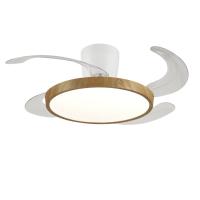 Ventilador de techo led con base PB LIGHTING con aspas retráctiles MELODY S LONG Ø92cm blanco y madera con mando y regulable - details 1