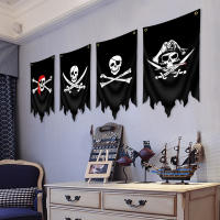 Bandeera De Pirata Jolly Roger 30x50CM En Poliéster Impresa Tapiz De Calavera Y Boneco Para Decoración De Halloween - details 1
