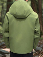 Chaqueta De Camping Impermeable Para Hombres Capucha Cremallera Cargo Windbreaker Ligera Para Primavera Y Otoño Exterior - details 12
