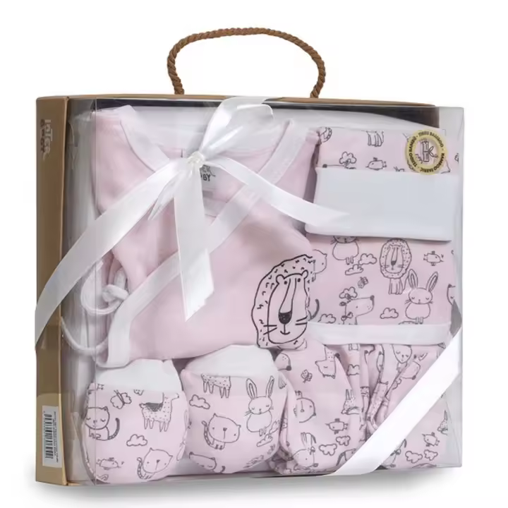 Various Set Regalo Primera Puesta Bebe Recien Nacido 5 Piezas.Conjunto Primera Puesta Bebe Con Chaquetita.Polaina,Gorro,BaberoYManoplas.Algodon.modelo Animalitos - 1