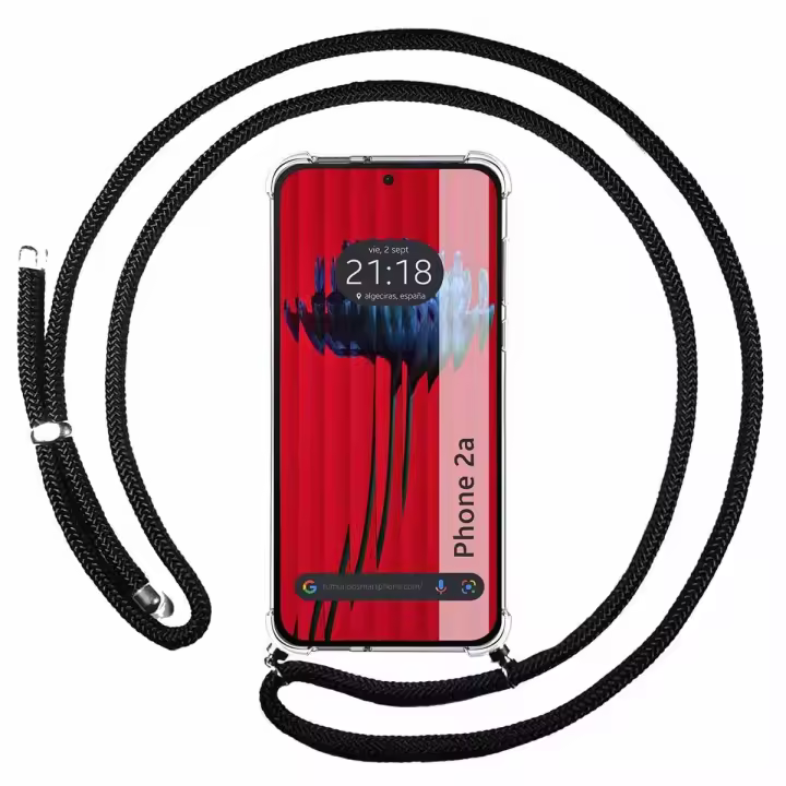 Tumundosmartphone Funda Colgante Transparente para Nothing Phone 2a 5G con Cordon Negro - 1