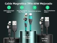 Cable Magnético AUFU 540 Rotativo 60W Carga Rápida Tipo C Para iPhone 16 15 Samsung Xiaomi Cargador Magnético Micro USB Cordón De Datos - details 3