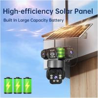 FGNS Cámara Solar de 12 MP, 3 Lentes, 3 Pantallas, Cámara Solar 4G SIM para exteriores, cámara web PIR, IP66, detección humana, vídeo de seguridad CCTV, batería, cámara IP PTZ - details 2