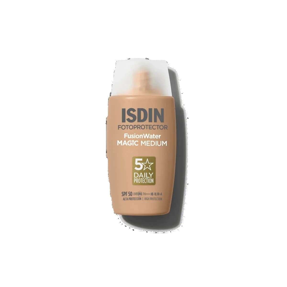 Fusion Water MAGIC Medium SPF 50 Protector solar facial de uso diario ultraligero con color Isdin