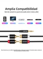 Cable AUX 3.5mm Macho a 2 Jacks RCA Hembra Vention Para iPhone Computadora Altavoces Estéreo Adaptador Y De Audio - details 2