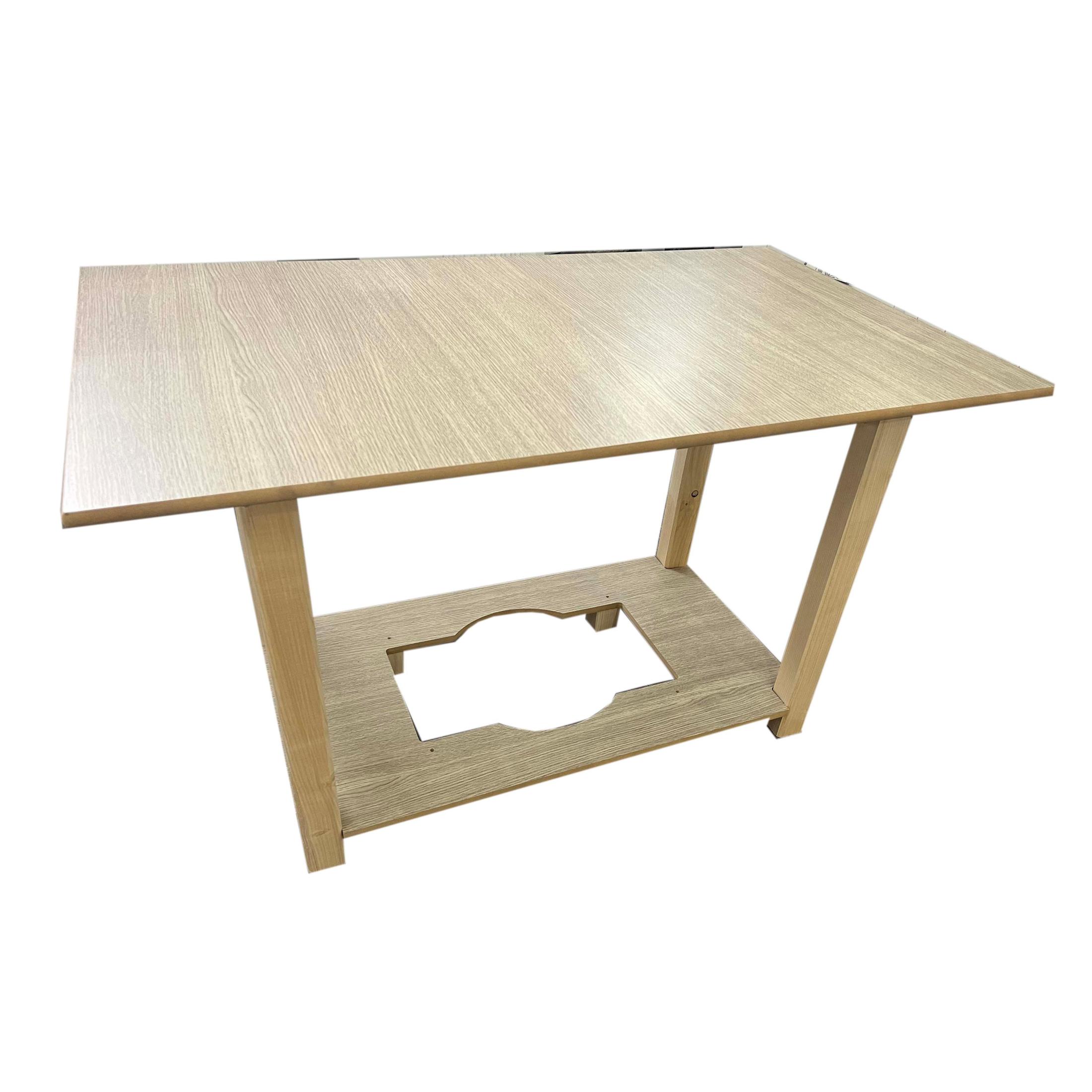 MESA CAMILLA RECTANGULAR fabricada en DM color haya, medidas 120 x 70. Ideal para brasero o radiador. Fácil montaje