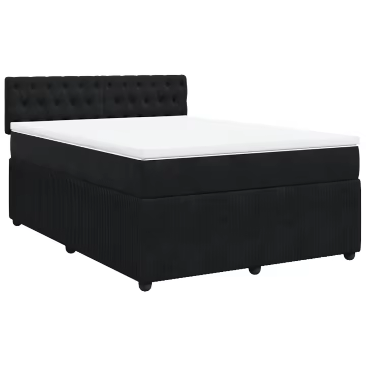 vidaXL Cama box spring con colchón terciopelo negro 160x200 cm - 1
