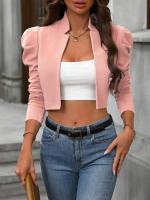 Chaqueta De Casualidad Corta Con Manga Larga Estilo Europeo Y Americano Versátil Para Mujer Top De Poliéster Cierre Abierto - details 32