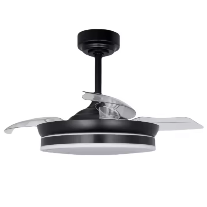 Akunadecor - Ventilador de techo BEST SELLER motor DC 6 velocidades, con SMART APP Tecnología Led 72W sistema CCT 7920 Lúmenes, Control remoto con temporizador, LUZ REGULABLE en color e intensidad, MEMORIA motor inverter verano/invierno ultra silencioso. - 1