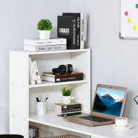 HOMCOM Escritorio con Estantería Librería Reversible Mesa de Ordenador con 6 Estantes de Almacenaje Estilo Moderno para Oficina Estudio Despacho 120x55x120 cm Blanco - details 3