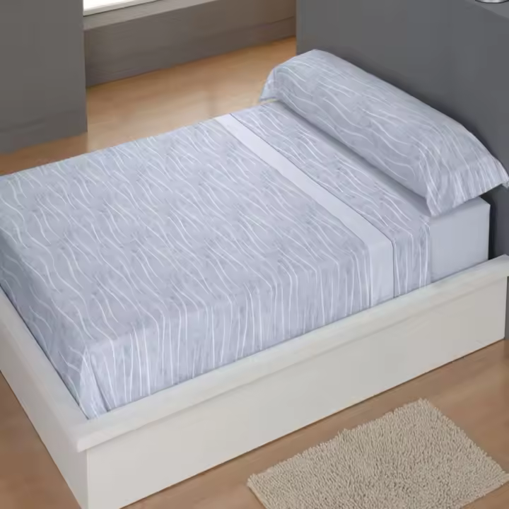 CARPE DIEM Juego de Sábanas de Microfibra Estampada Mod. CALELLI Color Azul - Conjunto de Ropa de Cama 3 o 4 Piezas para Cama 90, 105, 135, 150, 150/160 y 180 cm, Suaves, Transpirables y Confortables, Válidos para Colchones hasta 28 cm de Grosor - 1